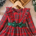 thumbnail image 5 of XEGLSBU Christmas Dresses for Girls 14/16 Party Dress for Girls Red Velvet Plaid Layered Gown with Bow Back Detail Festive Holiday Attire for Toddler Kids Red Size 5-6 Years, 5 of 9