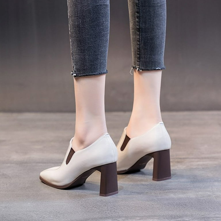 Wowcloth Chunky Heel Lace-Up Shoes for Women – Stylish Square Toe