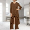 thumbnail image 2 of Ensemble Robe 3 Pcs pour Femme, Basique en Mousseline, Ample, Tenue de Vacances (Brun P), 2 of 6