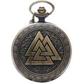 thumbnail image 1 of Reloj de bolsillo de cuarzo de bronce nórdico blanco triangular de regalo vintage para hombre, 1 of 4