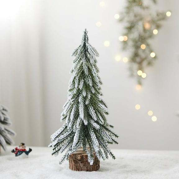 XINGXIANG 11.81in Mini Christmas Tree, Snow Frost Christmas Tree,Miniature Pine Christmas Tree with Wooden Base for Christmas Decorations, Home, Kitchen, Dining Table