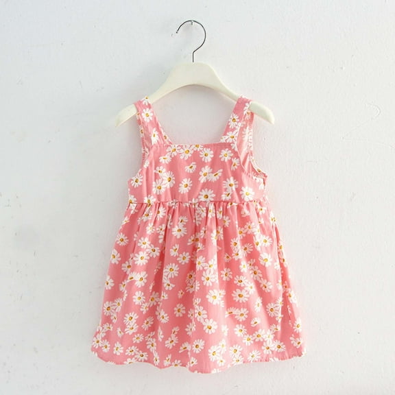 QISIWOLE Summer Girls Sleeveless Suspender Dress Small Daisy Floral Children's Clothing clearance under $10 !