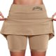 thumbnail image 1 of Falda culotte de talle medio para mujer: cintura elástica, bolsillos laterales, diseño fluido en capas, falda estampada informal para el verano., 1 of 5