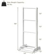 thumbnail image 2 of Gymax 3-Bar Acacia Wood Towel Rack Freestanding Bathroom w/ Bottom Storage Shelf White, 2 of 9