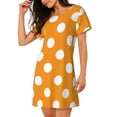 thumbnail image 2 of Disketp Orange And White Polka Dot para Camisón Corto de Manga Corta para Mujeres, Camisón Cómodo con Escote Redondo, Bonito y Confortable, 2 of 6