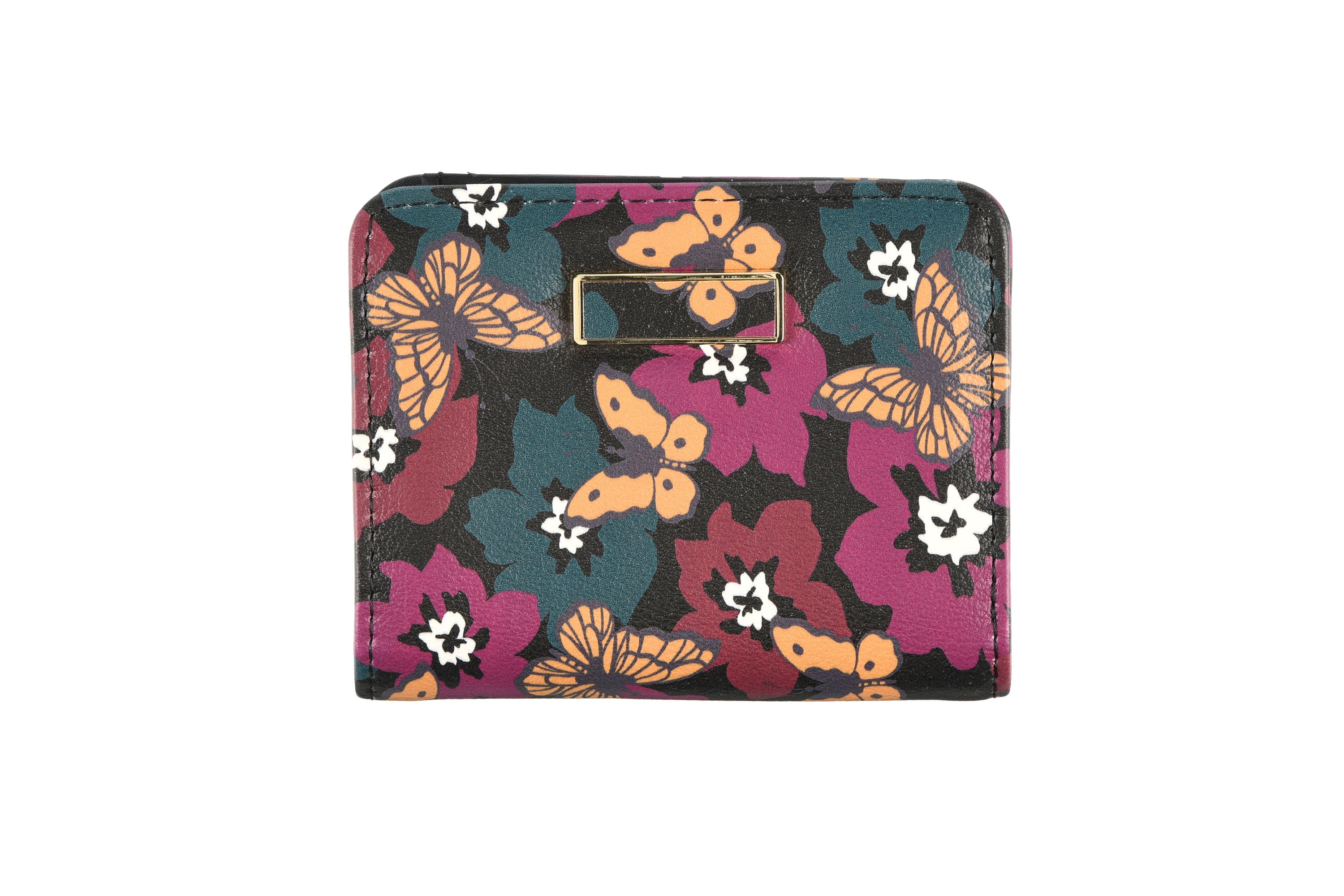 Time and Tru Women's Sharon Twofold Wallet Vinyl Butterfly Print