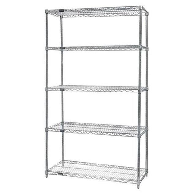 Kit de Démarrage d'Étagères en Fil Chromé à 5 Tablettes, 18 x 48 x 54 Po.