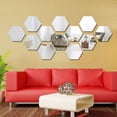 thumbnail image 4 of 12 pegatinas de pared 3D con espejo hexagonal acrílico extraíbles para decoración del hogar Plata 40x23mm, 4 of 7