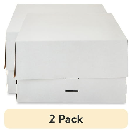 (2 pack) 12 x 12 x 7.5 White Cardboard Adjustable Cake Box by Way To Celebrate