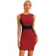 thumbnail image 1 of Vestido De Tubo Para Mujer Contraste De Color Cuello Redondo Corte Ajustado Sin Mangas Vestidos Elegantes Para La Oficina Rojo oscuro S, 1 of 6