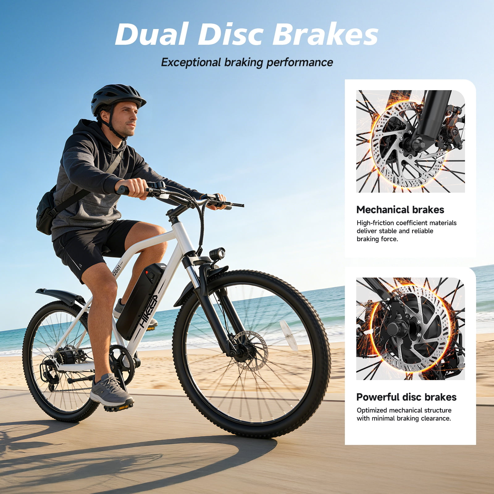 GlobalKeep 26" Electric Mountain Bike for Adults, 500W Motor, 48V 7.8Ah Removable Battery, 7-Speed Gearing, Front Suspension & Dual Disc Brakes, UL2849 Certified