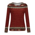 thumbnail image 4 of Camiseta de moda sexy informal para mujer, blusa estampada de manga larga con cuello redondo y fruncido Pompotops FGAJ7248, 4 of 5