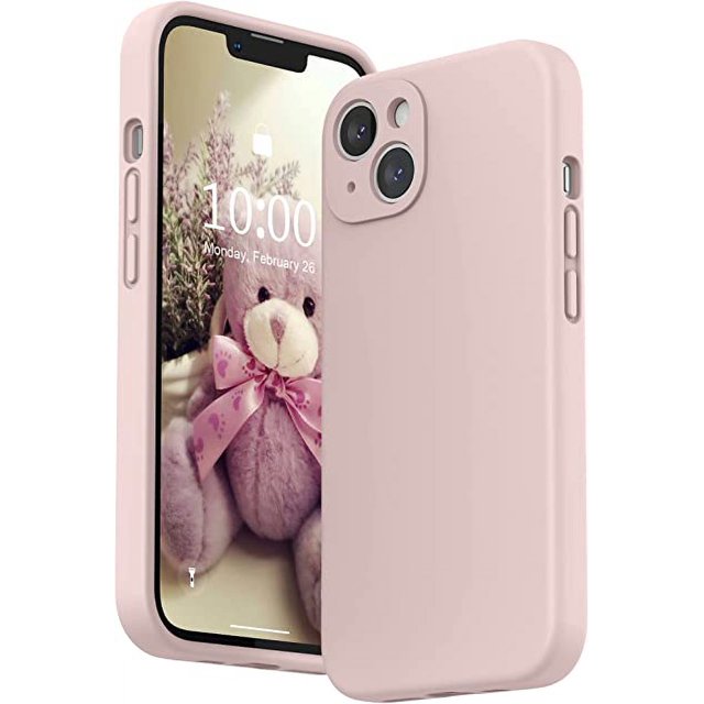 Funda de Silicona Líquida Compatible con iPhone 13 de 6,1 Pulgadas, Protección Individual para Cada Lente Funda de Silicona Premium Engrosada para iPhone 13 de 6,1 Pulgadas, Rosa JM