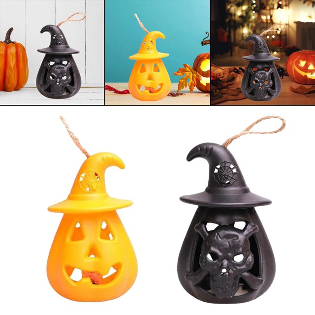 2 lámparas de calabaza de Halloween, luz artificial colgante móvil para barra BLESIY Linterna de calabaza