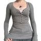 thumbnail image 4 of Mujeres Básicas Manga Larga Tops Encaje Patchwork de Punto Blusa, Slim Fit Cuello U Base Camisa para Primavera Invierno, 4 of 9