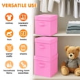 thumbnail image 5 of PinkSheep Collapsible Storage Bins with Lids, Stackable Fabric Cube Storage Organizer Basket Bin with Handles (10.5" x 10.5"), 2 Pack, Pink, 5 of 9