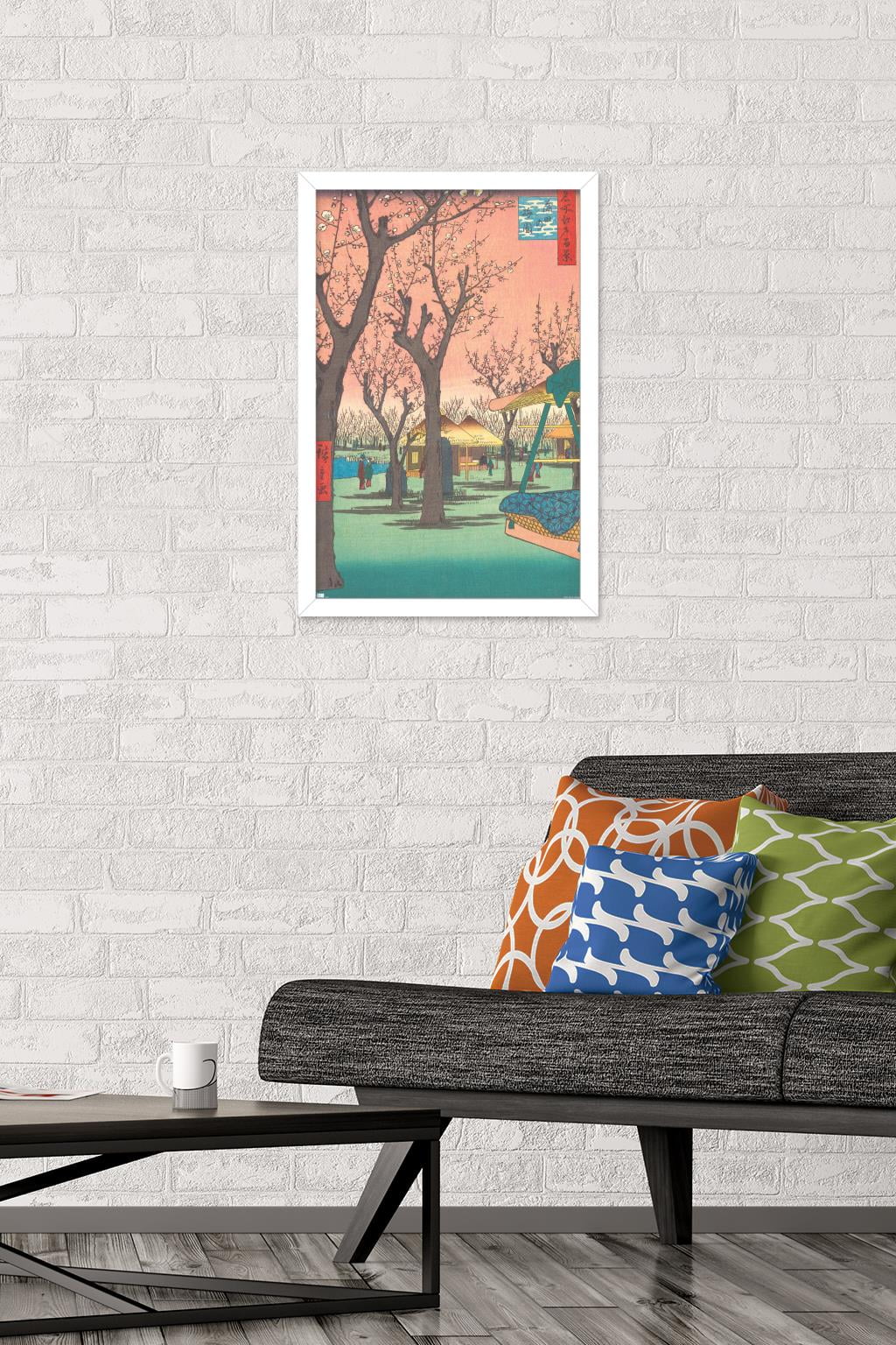 Utagawa Hiroshige - Plum Garden at Kamata Wall Poster, 14.725" x 22.375" Framed