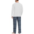 thumbnail image 7 of VV AVEORS Mens Pajama Set Bamboo Viscose Soft Pijamas Sets Plaid Long Sleeve Full Length Pants Pjs Check Sleepwear With Pockets Blue XL, 7 of 7