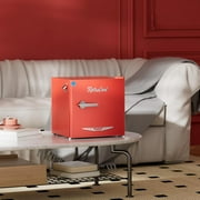 Upstreman 1.7 Cu.Ft. Retro Compact Refrigerator with Side Bottle Opener, Single Door Mini Fridge for Kitchen Office Apartment Dorm, Red FR17 PRO