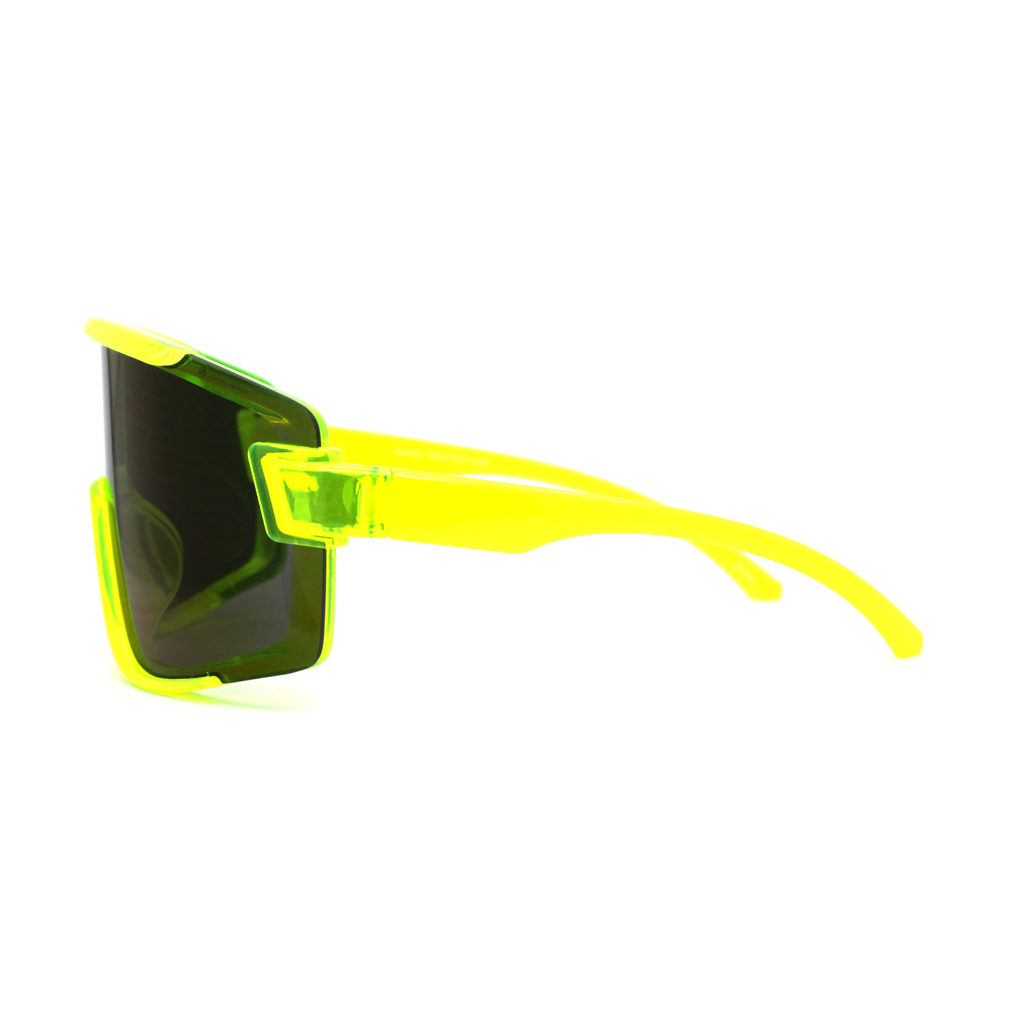 Mens Color Mirror Exposed Lens Large Shield Sunglasses Yellow Blue Mirror - image 3 of 4