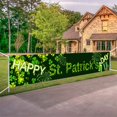 thumbnail image 6 of Meggemo St Patrick's Day Banner Festive Atmosphere Decor Green Clover Themed Hanging Banner For Home Party Garden Indoor Outdoor Holiday Celebrations Decor, 6 of 6
