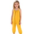 thumbnail image 7 of Jinhomg Jumpsuit for Toddler Girls Backless Strap Slouch One Piece Outfits Cute Harem Halter Romper Pants with Pockets Yellow 12 Months, 7 of 7