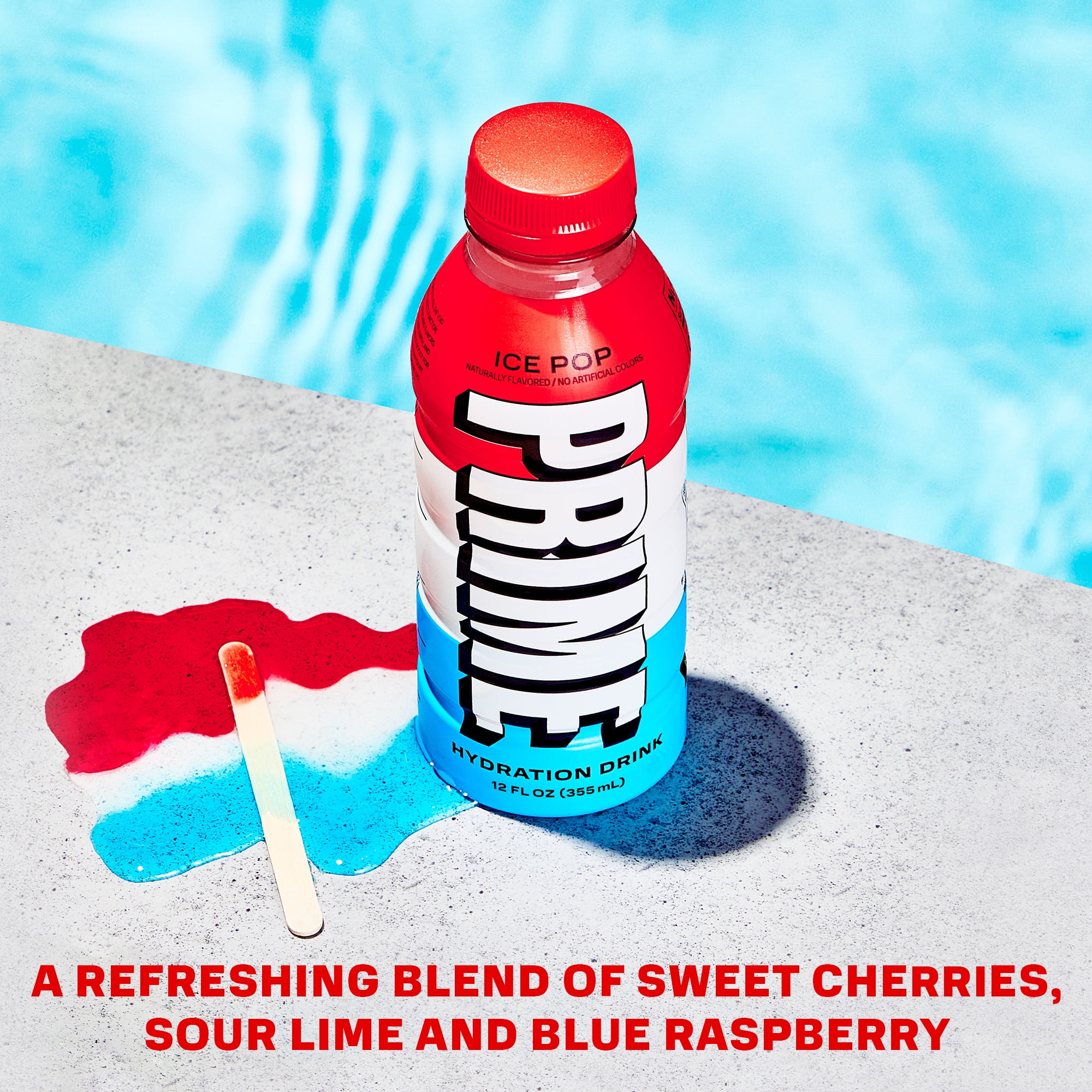 Prime Hydration Sports Drink, Duo Pack, Ice Pop, Strawberry Banana, 12 fl oz, 8 Pack, Bottles