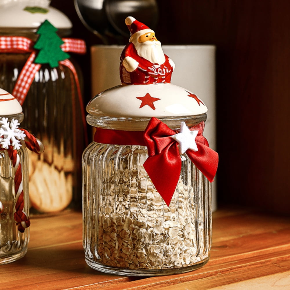 Christmas Clear Glass Candy Jars Durable and See-through Design for Grain  Pasta Dried Fruit Storage Polar Bear 