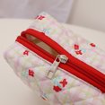 thumbnail image 3 of Bolsa de cosméticos coreana, de maquillaje acolchada floral, de artículos diversos (rojo sandía) Ehuebsd Para Estrenar, 3 of 8