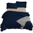 thumbnail image 4 of DNG Creations 1 Piece Ruffle Diamond Comforter All Season 550 GSM Twin/Twin XL Size - 800 Threads Count, 100% Egyptian Cotton Solid Navy Blue Colour, 4 of 5