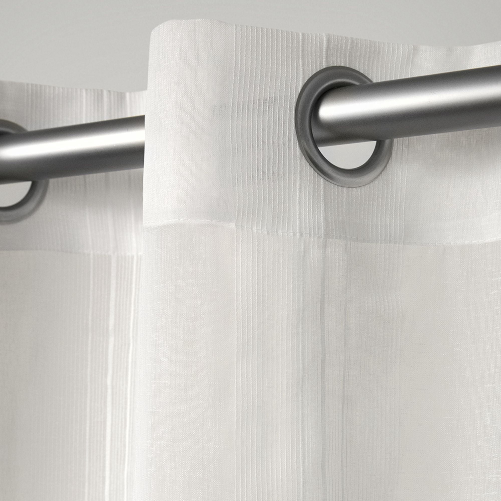 Exclusive Home Penny Sheer Embellished Stripe Grommet Top Curtain Panel Pair, 50"x108", Off White