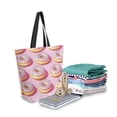 thumbnail image 2 of FORMRS Womens Canvas Tote Bag with Zipper Inner Pocket Shoulder Handbag, Light Pink Doughnuts, 2 of 7