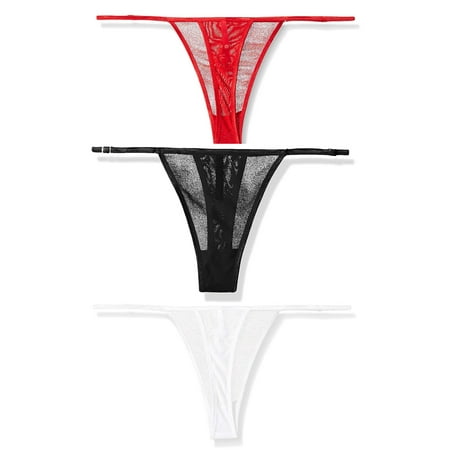 - Womens Plus Size Classic Adjustable Thong Underwear Panty Pack of 3