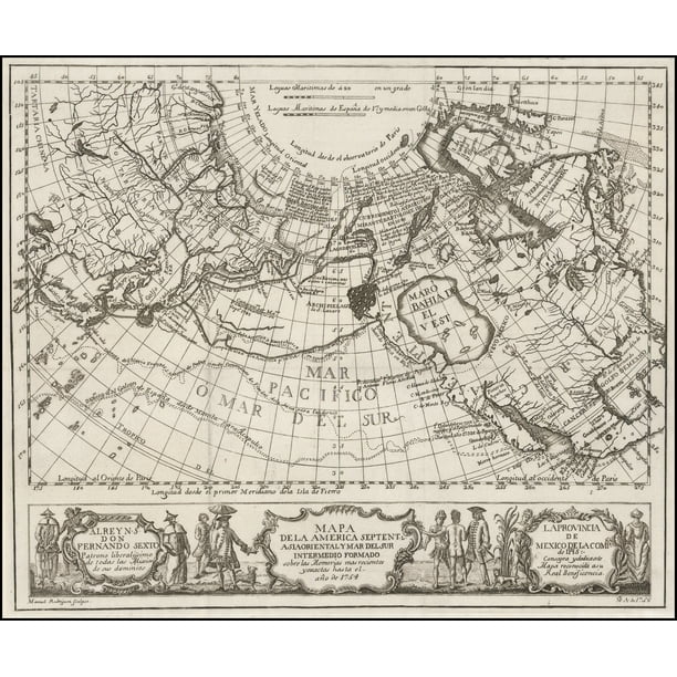 Laminated Poster Mapa De La America Septentl Asia Orientale Y Mar Del Sud Intermedio Formado Sobre