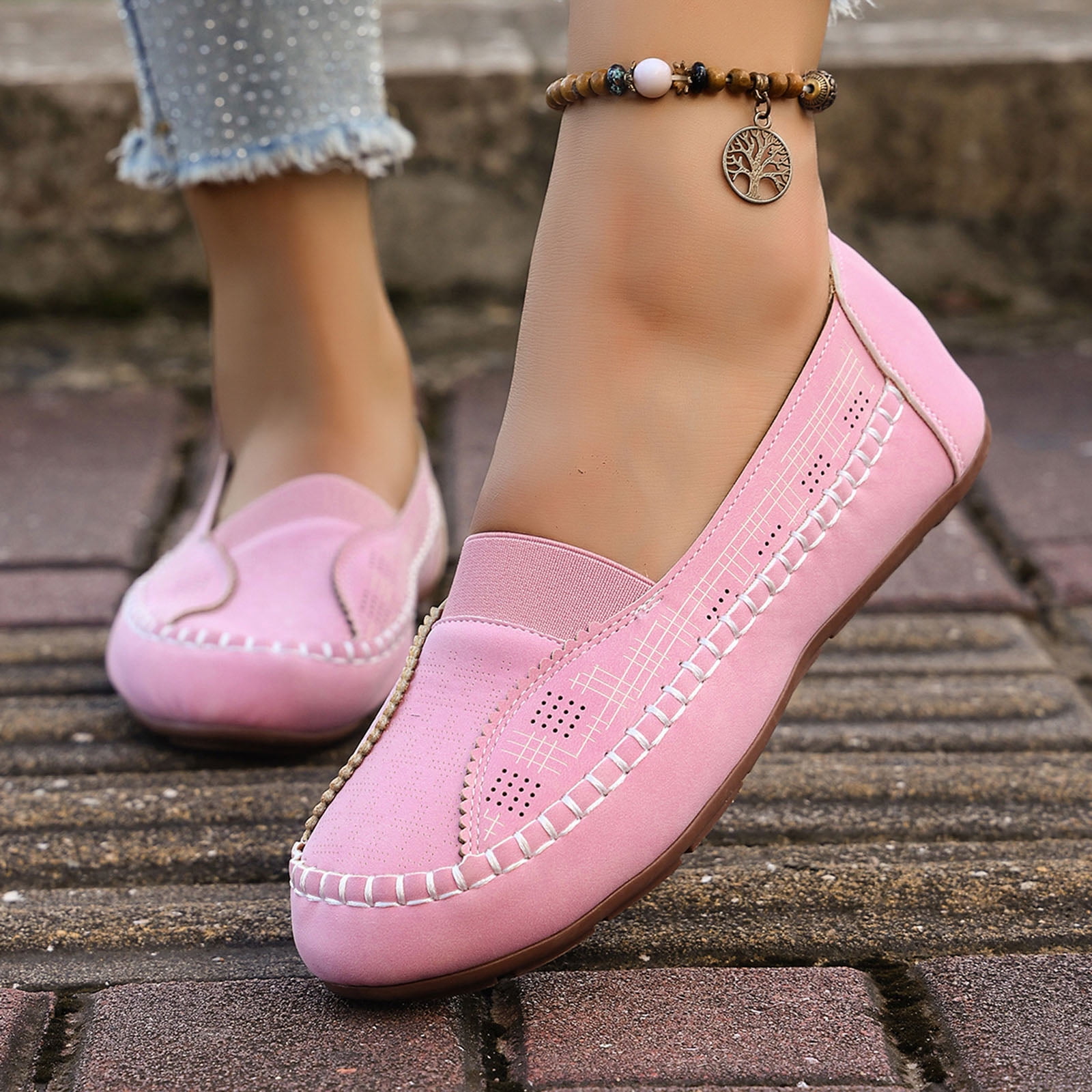 Chenyee Womens Casual Canvas Walking Shoes Comfortable Boat Loafers with Arch Support Slip On Sneakers