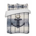 thumbnail image 2 of Navy Blue Nautical Twin Size Down Alternative Comforter, Lightweight Comforter Quilt Bedding Set with Pillow Shams Coastal Blue Striped Vintage All Seasons Bed Comforter Duvet Insert 68"x86", 2 of 7