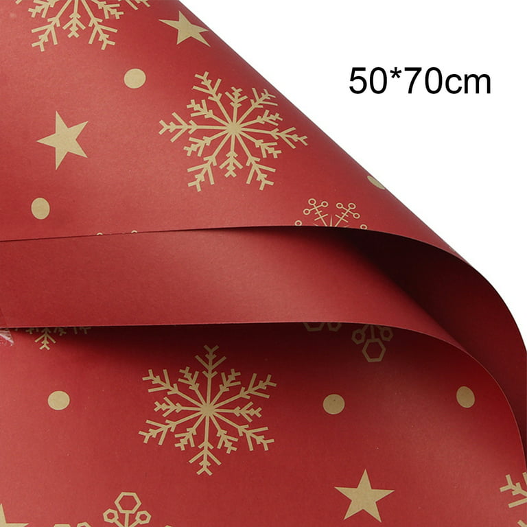 Travelwant Christmas Wrapping Paper - Brown Kraft Paper with Red