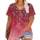 thumbnail image 2 of Camisetas Casuales de las Mujeres Más Tamaño V-Cuello Impresión Manga Corta Color Sólido Base de Verano Superior, Ligero para Diario, 2 of 9
