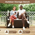 thumbnail image 4 of Spaco Outdoor Storage Bench Deck Box Patio Furniture with Cushion, Hand-Woven PE Rattan Storage Box for Outdoor, White, 4 of 10
