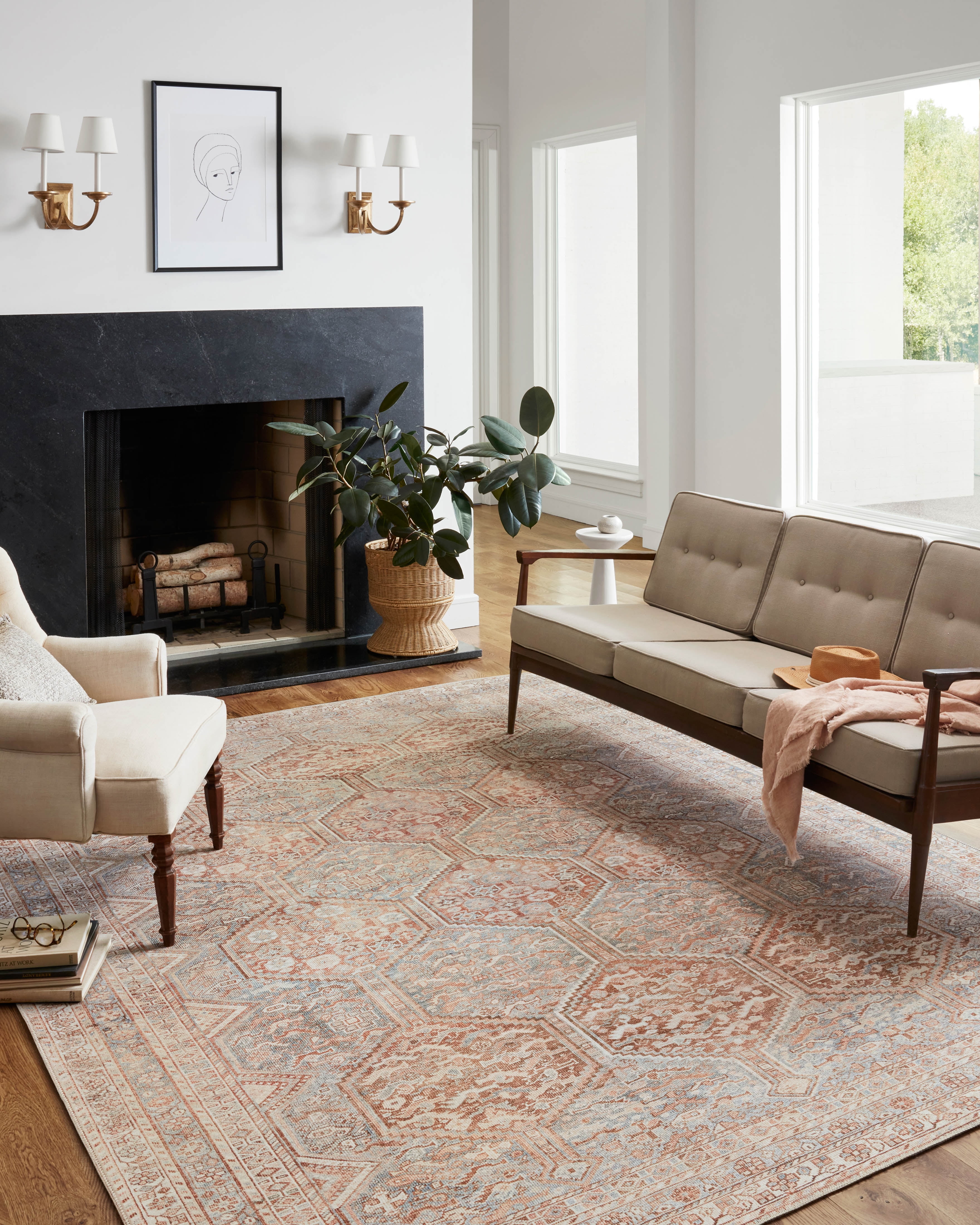 Chris Loves Julia x Loloi Jules Tangerine/Mist 2'-6" x 9'-6" Area Rug