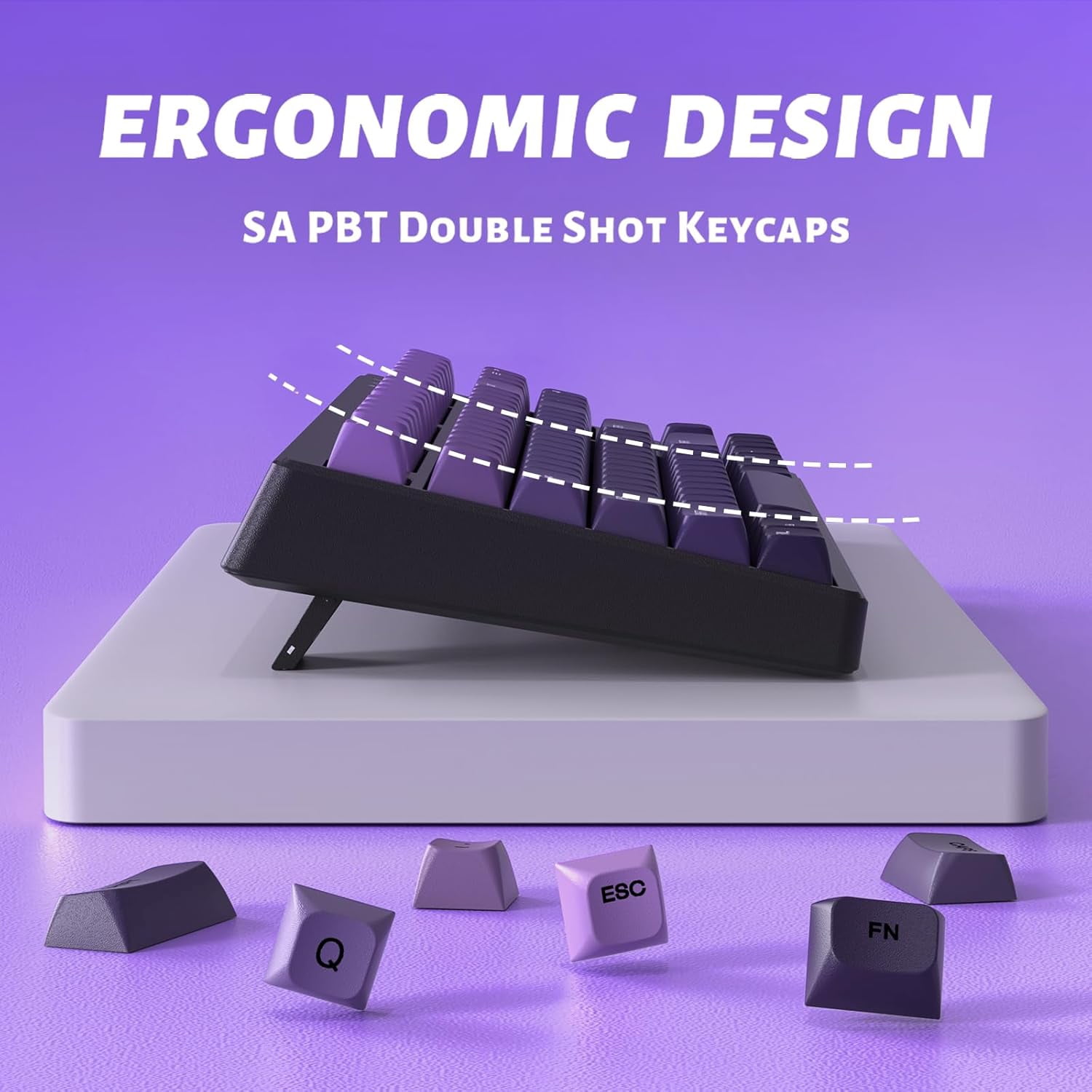 ATTACK SHARK M87 80% Wireless Gaming Keyboard,87 Keys TKL Mechanical Feeling SA PBT Keyboard, Bluetooth 5.0/2.4Ghz Dual Mode Pc Gaming Keyboards for Silent Office/Gaming(Purple)