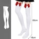 thumbnail image 2 of Calcetines blancos hasta el muslo, calcetines blancos opacos hasta la rodilla para mujer, calcetines blancos con lazo, leggings de satén hasta la rodilla con lazo para mujer, 2 of 7