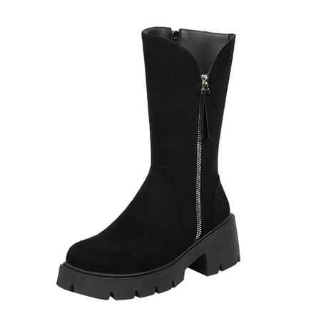 

fvwitlyh Boots for Women Calf Boots for Women Heel Women Mid Calf Boots Autumn And Winter Fashionable Simple Solid Boots Size 11 Women Wide Calf