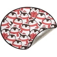 thumbnail image 5 of Winter Penguin Doodle Christmas Tree Mats Waterproof Tree Skirt, Cute Cartoon Xmas Tree Stand Tray Mat Floor Protector Pad for Holiday Party Decoration, 28.3", 5 of 6
