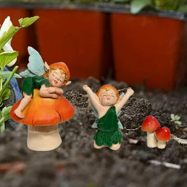 Colaxi 3 Pcs Statue Miniature de Champignon Elf Figurine Accessoires de Jardin Féerique Extérieur