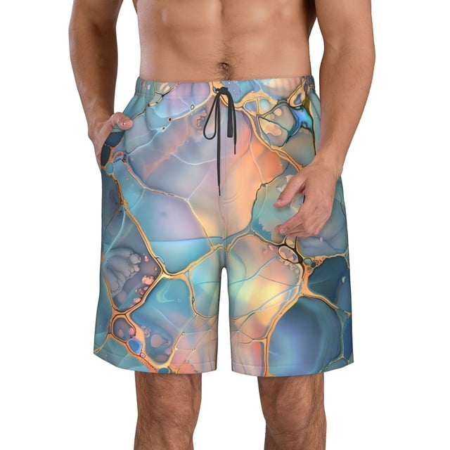 Balery Pastel Abstract Fluid Art Traje de Baño Estilo Hawaiano para Hombre, Shorts de Secado Rápido con Bolsillos-XX-Large