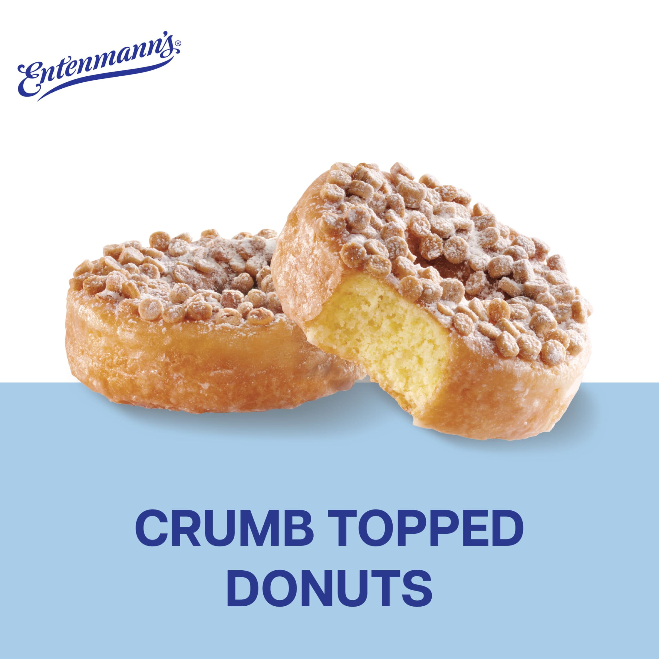 Entenmann's Crumb Topped Donuts, 8 count, Glazed Donuts, 15.5 oz Box