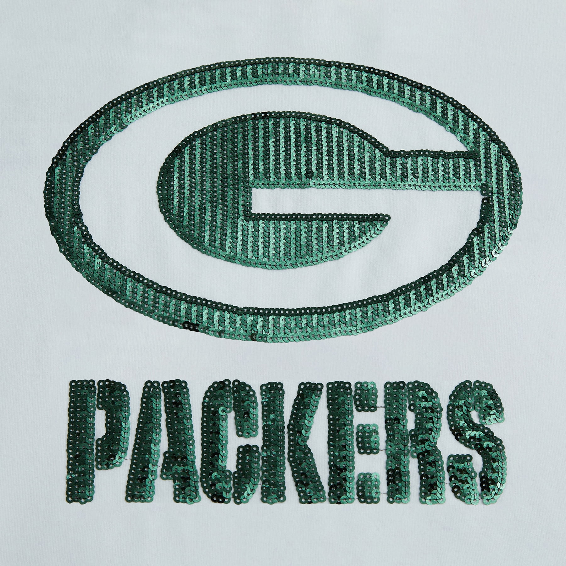 NFL Womens Green Bay Packers Cozy Sequin Crew Neck Sweatshirt