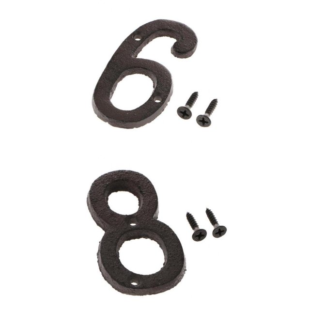 puerta rústico con números de dirección de casa de hierro de 6 y 8 dígitos para pared Zulema Letreros de casa de metal