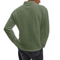 thumbnail image 4 of WTOBBY Men's Retro Style Small V-Neck Long Sleeve Top with Solid Color, Retro Casual Shirt for Comfortable and Timeless Everyday Look,Army Green L, 4 of 6